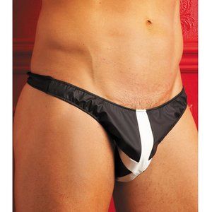 Men's Soft Touch Vinyl Thong with White Cross Design
